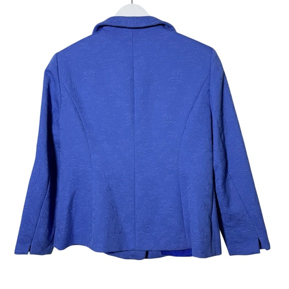Nina McLemore Cornflower Blue Floral Embroidered Brocade Jacquard Jacket Blazer - Picture 3 of 9